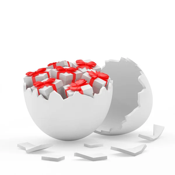 Rotto uovo bianco deve con scatole regalo all'interno — Foto Stock