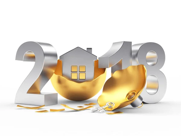 Gümüş 2018 yeni yıl ve kırık altın Noel top ev 