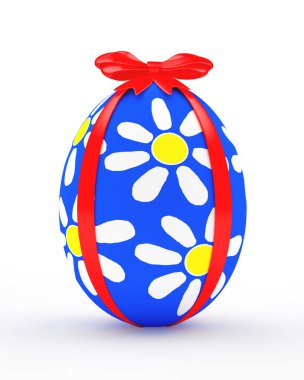 Kırmızı kurdele ile mavi el yapımı yumurta 