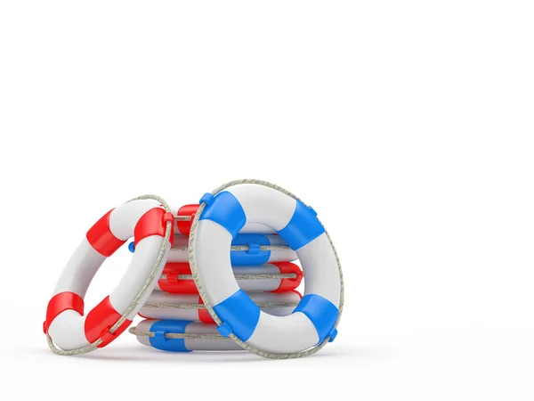 Pile of lifebuoys on white — Stock Photo, Image