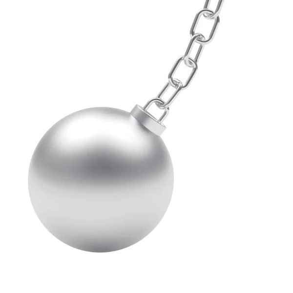 Swinging silver ball on chain — Stock Photo, Image