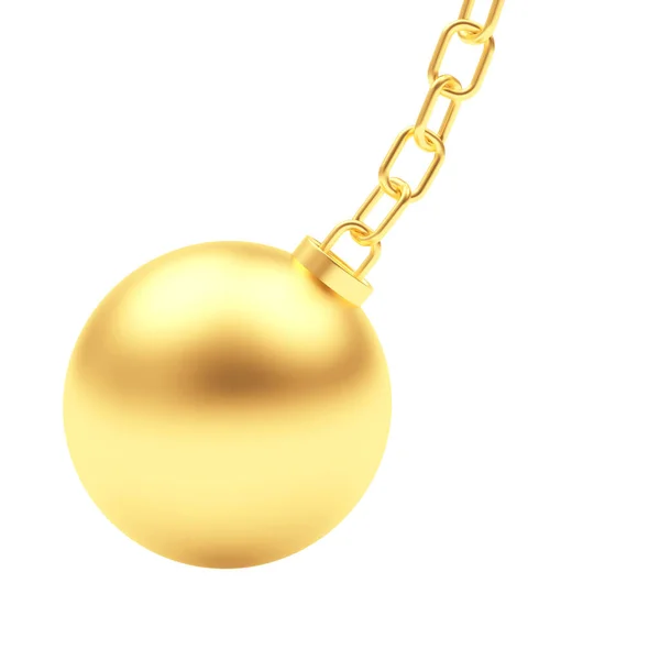 Качающийся золотой шар на цепи — стоковое фото