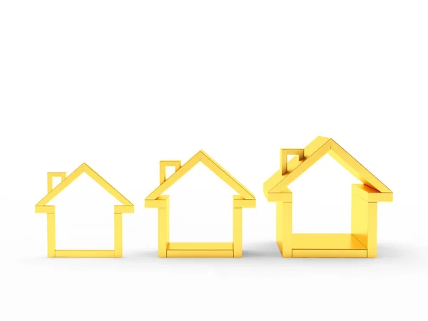 Conceito imobiliário. Gráfico de ícones de casas douradas — Fotografia de Stock
