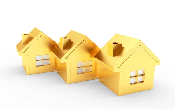 Three golden house — Stock Photo, Image