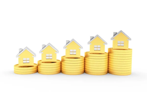 Graf zlaté domů na mince — Stock fotografie