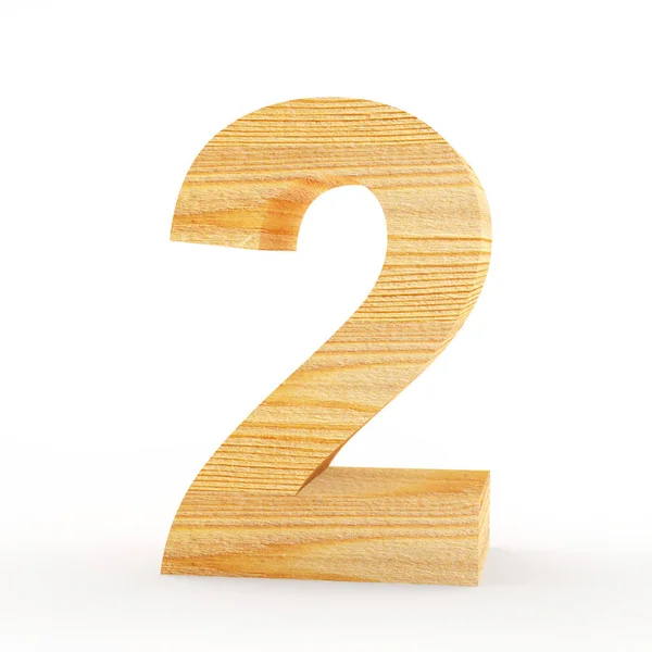 Número de madeira 2 em branco — Fotografia de Stock