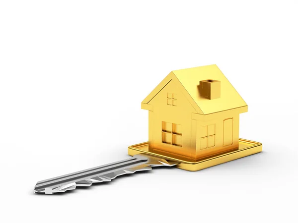 Schlüssel mit goldenem Haussymbol — Stockfoto
