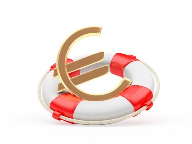 Altın Euro işareti kırmızı lifebuoy