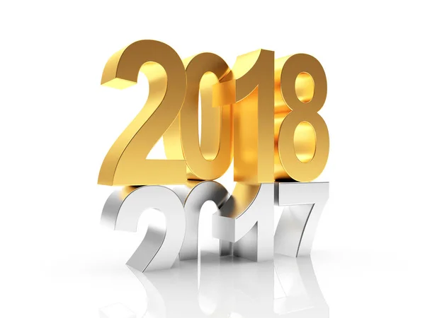 2018 Conceito de Ano Novo. Prata 2017 alterado para dourado 2018 . — Fotografia de Stock