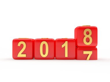 2018 yeni yıl kavramı. 2017 için 2018 değiştirme kırmızı küpler. 