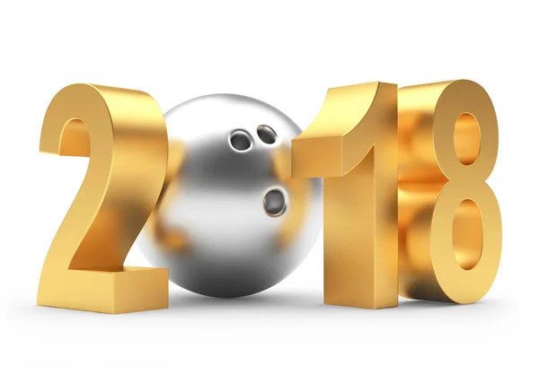 Altın 2018 yeni yıl ve gümüş bowling topu 