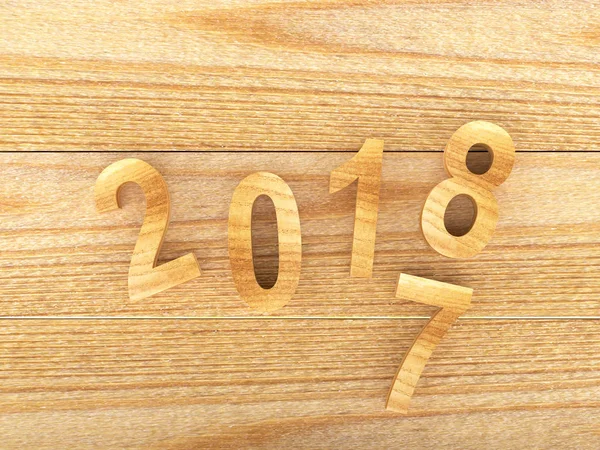 Números de madera 2018 y 2017 en madera — Foto de Stock