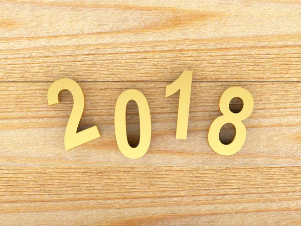Número de oro 2018 Año Nuevo en una madera — Foto de Stock