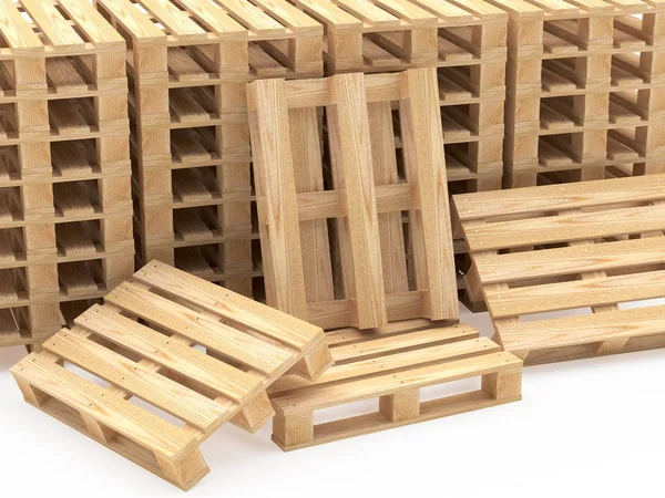 Piles of shipping wooden pallets