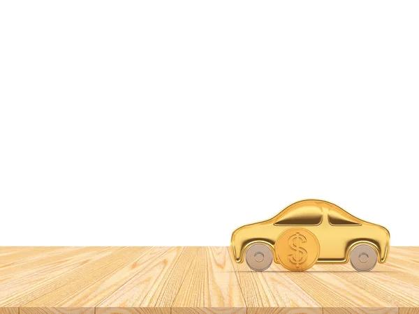 Ikona Samochodu Złote Monet Miejsca Tekst Białym Tle Ilustracja — Zdjęcie stockowe