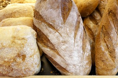    Yakın çekim çeşit ekmek arka plan olarak.                       