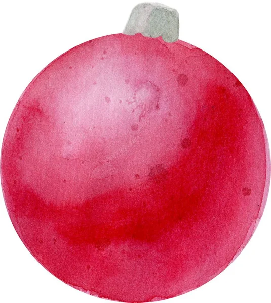 Акварельная иллюстрация рождественских игрушек. Рождество и рождественская игрушка. красный шар. Изолированный мяч — стоковое фото