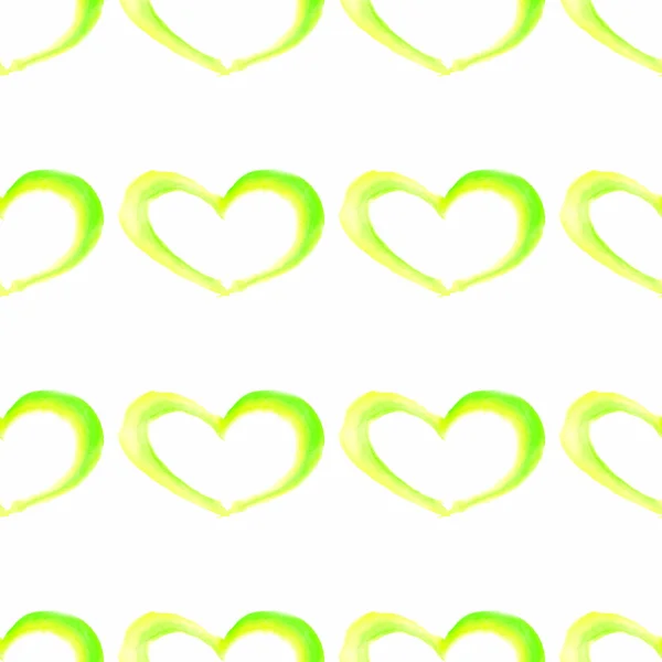 green hearts pattern. seamless hand drawn seamless pattern