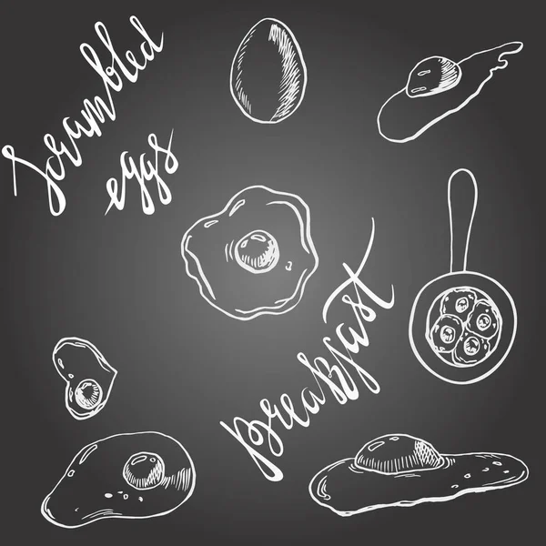 Vektör kahvaltı için ayarla. Pişmiş yumurta