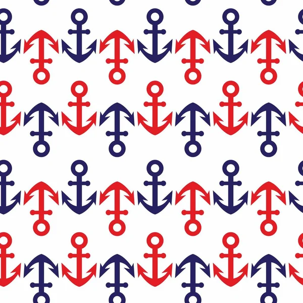 Kırmızı ve mavi çapa ile Seamless Modeli.