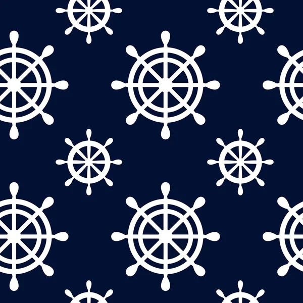 Nautical seamless pattern background with wheels. Sea theme. Vector illustration — Stock Vector