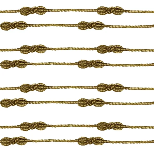 Nudo de cuerda marina patrón de trama sin costura. Ilustración náutica — Foto de Stock