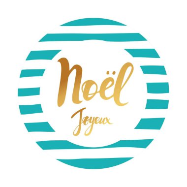 Neşeli Noel kartı tasarımı ile Fransızca selamlar. Joyeux noel ifade çizgili arka plan üzerinde.