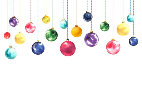 Новорічна ілюстрація з ялинковими кульками . — стокове фото