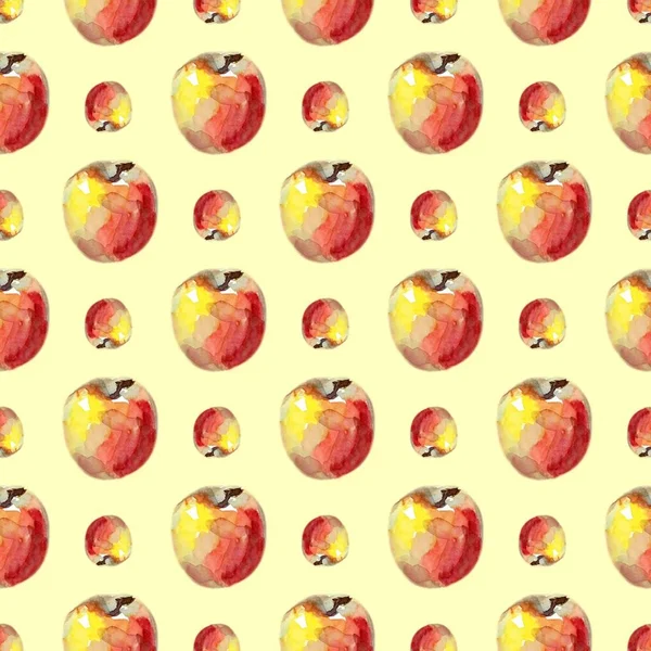 Patrón sin costuras de acuarela con manzanas rojas. Ilustración de frutas de verano . —  Fotos de Stock