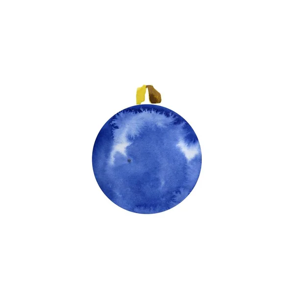 Décorations de Noël sur arbre de Noël de taches d'aquarelle taches. Boules de Noël bleu aquarelle — Photo