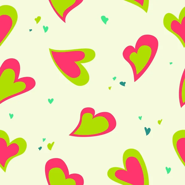 Romantic concept seamless pattern. Vector background with heart in retro color — Stock Vector