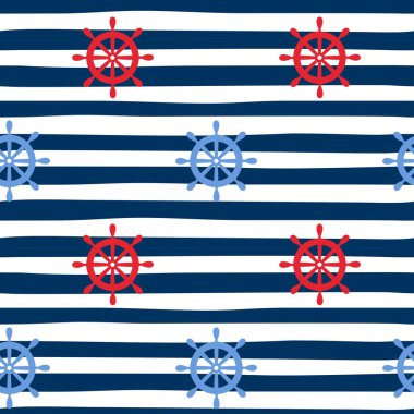 Şerit üzerinde suluboya lifebuoy ile sorunsuz vektör deniz arka plan