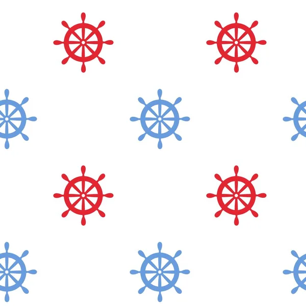 Nautical vector seamless pattern background with wheels. Sea theme. — Stock Vector