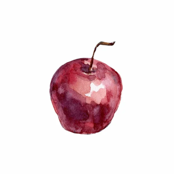 Ilustração aquarela de uma maçã vermelha — Fotografia de Stock