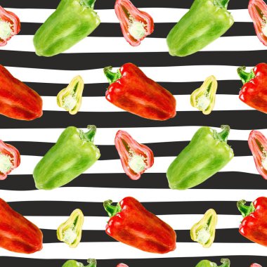 Suluboya çan yetkin Bulgar pepperand dilim ile Seamless Modeli.
