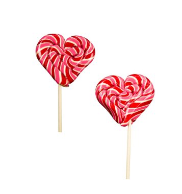 İki kalp şeklinde lolipop. İzole edilmiş