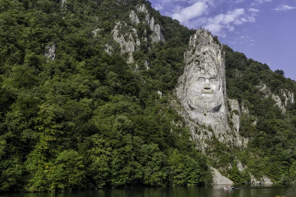 Decebal Κεφάλι Λαξευμένη Στο Βράχο Σκαλισμένα Στο Βουνό Eselnita Δούναβη — Φωτογραφία Αρχείου
