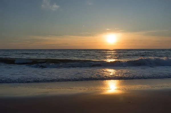 Kuzey Denizi Petten Hollanda Hollanda Üzerinde Güzel Renkli Gün Batımı — Stok fotoğraf
