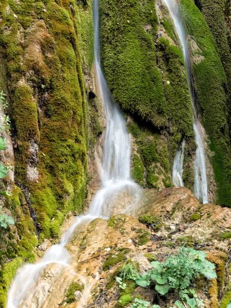 Krásná Krajina Vodopádu Zeleným Mechem Alba Rumunsko — Stock fotografie