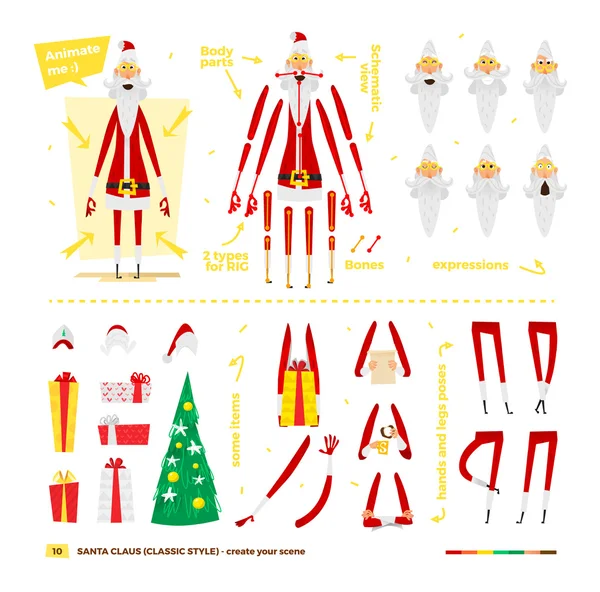 Santa claus animatie set — Stockvector