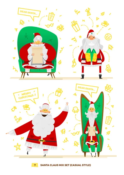 Conjunto de Papai Noel —  Vetores de Stock