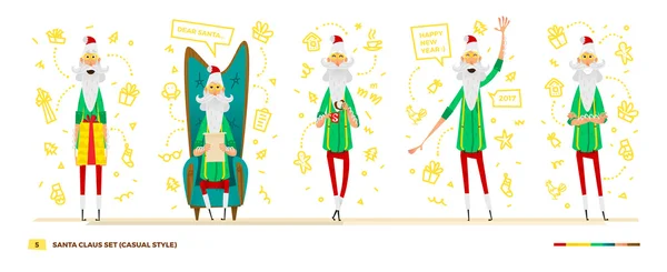 Set di clausole di Babbo Natale in stile casual — Vettoriale Stock