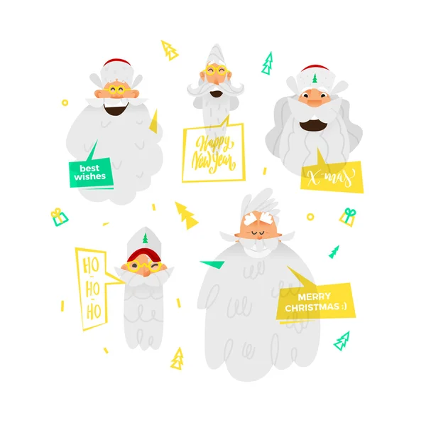 Ensemble d'icônes têtes de Père Noël — Image vectorielle