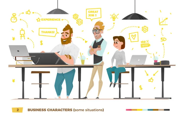 Üzleti emberek rajzfilmfigurák — Stock Vector