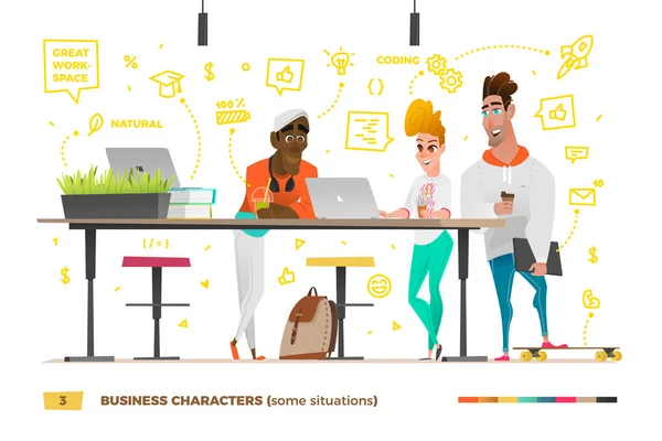 Personajes de gente de negocios de dibujos animados — Vector de stock