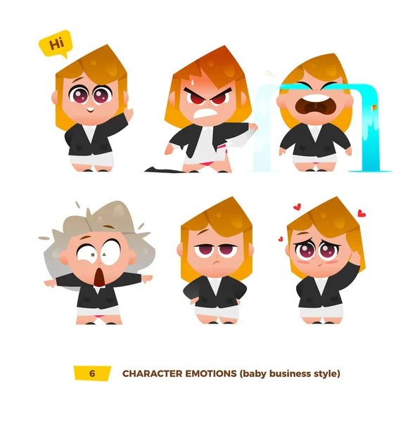 Bonito bebê personagens emoções conjunto . — Vetor de Stock