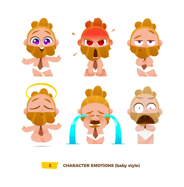 Niedliche Baby-Charaktere Emotionen gesetzt — Stockvektor