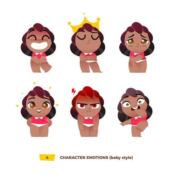 Bonito bebê personagens emoções conjunto . — Vetor de Stock