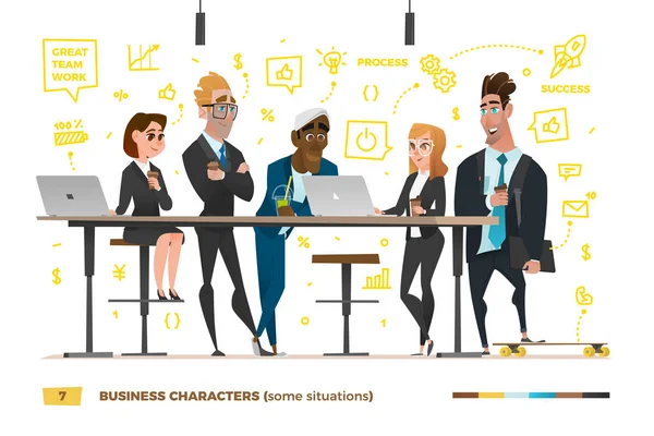 Бизнес-персонажи в рабочей среде — стоковый вектор