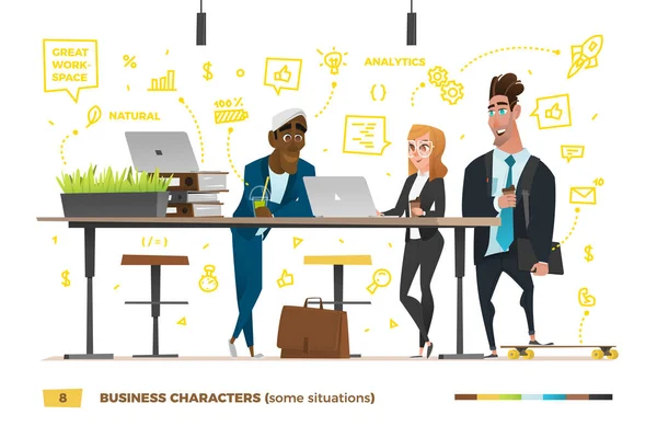 İş karakter çalışma ortamı